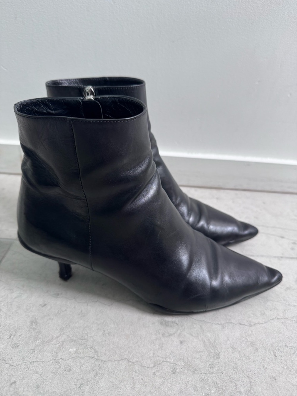 Prada Black Pointed Toe Ankle Boots size IT 37 - Picture 3 of 17